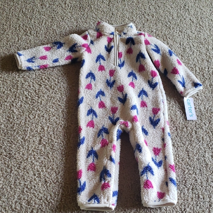 Carter's 24m Cream Sherpa Footed One-Piece Floral